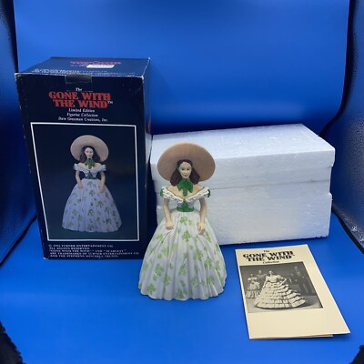 1996 Gone With The Wind Music Box Scarlett Green White Dress Figurine