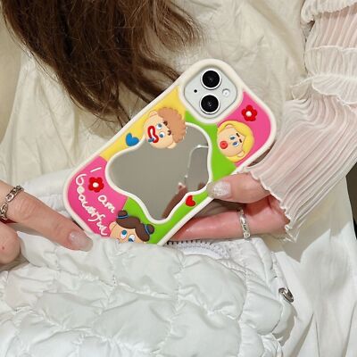 3D Funny Expressions Silicone Case with Mirror For iPhone 15 Pro Max 14 13 12 11