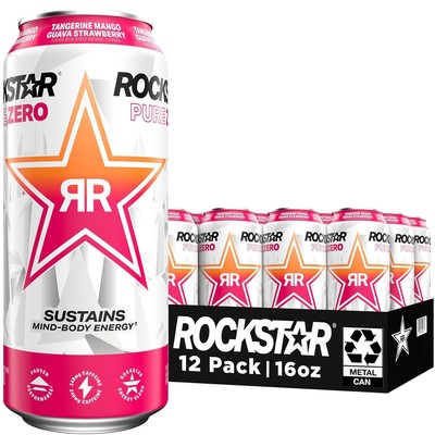 Rockstar Pure Zero Energy Drink, Tangerine Mango Guava Strawberryh, 0 Sugar,