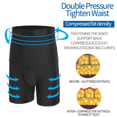 Men's Body Shaper Boxer Brief Shorts Tummy Control High Waist Shapewear Leg Trim - Picture 7 of 20