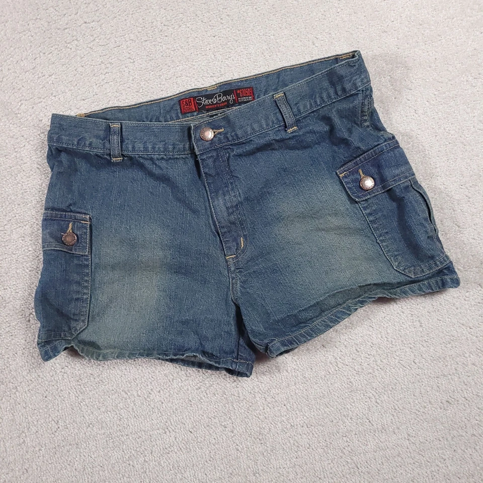 Pantalones Cortos de Jean Steve and Barry's Carga Para Mujer 12 Denim Y2K Cintura Ajustable Foto 2 de 4