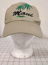 Maui Hawaii Cap Hat Beige Mens Adjustable Snapback Embroidered Palm Trees