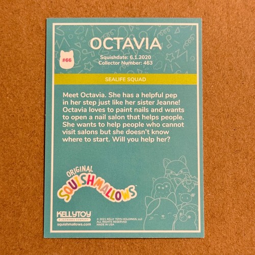 B1G1 ~ Squishmallow ~ Octavia the Octopus ~ #66 ~ Series 1 Trading Card ~ M/NM - Picture 2 of 2