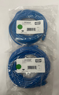 Hubbell NSC5EB25, Patch Cord, Cat 5E, Clear Boot, Blue, 25', Lot of 2 - New!