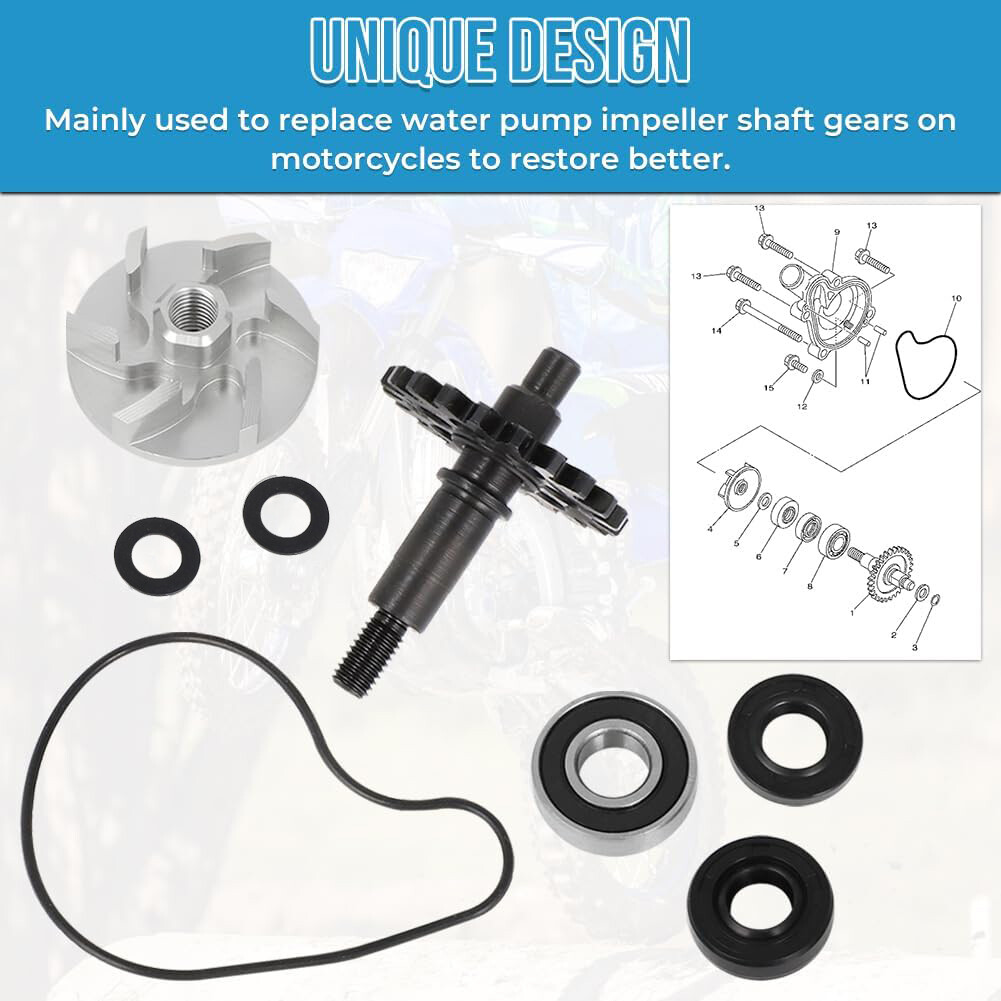 For Yamaha YZ250F Water Pump Impeller Shaft Gear Kit 2001 2002 2003 2004 - 2013