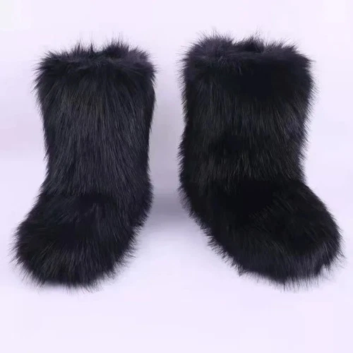 Bota de Piel Mongolia Fábrica Invierno Damas Caliente Zapatos para Nieve Botas de Piel Sintética Bota Larga - Imagen 28 de 47