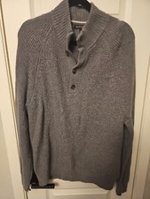 Banana Republic Turtleneck Sweater Italian Yarn Merino Wool Mens Size L Gray