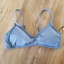 NWT Shade Shore Blue Ribbed Bikini Top Size Small