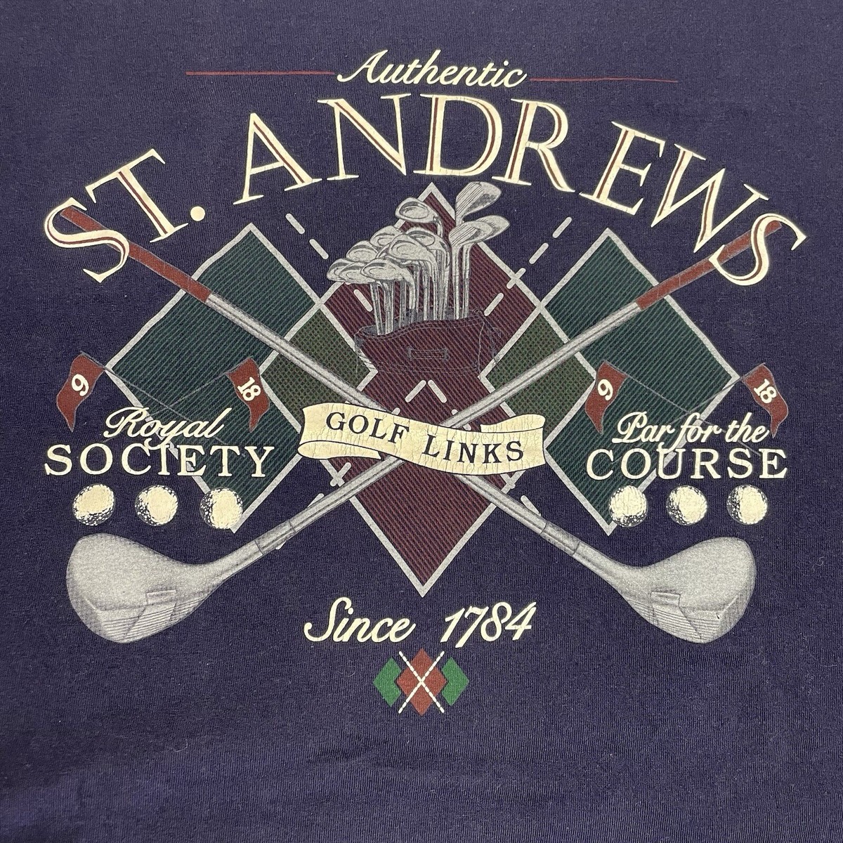 【美品】【L】St ANDREWS 刺繍ロゴ ゴルフウェア プレートネーム ヒッコリーゴルフクリークマーク ネームタグ (セント