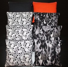 8 All Weather FLAMES SKULLS Cornhole Bean Bags ACA Regulation Harley fans