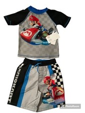 Boys Mario Kart Rash Guard and Swim Trunks Set, S