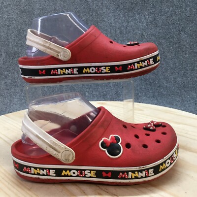 Disney X Crocs Shoes Womens 6 Minnie Mouse Slip On Clogs 205630 Red Rubber