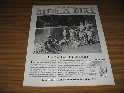 1930 Print Ad Cycle Trades of America Fishing,Bicycles,Dog,Messenger
