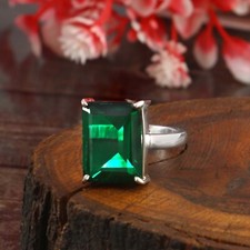 Green Emerald Quartz Ring ,925 Solid Sterling Ring, Gemstone Silver Ring,