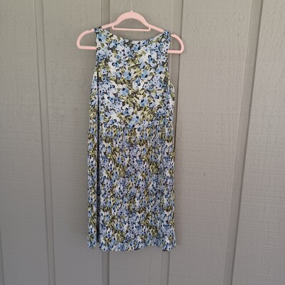 J. Jill Floral Granite Watery Bloom Pleated Skirt Dress Size S Preppy Sleeveless
