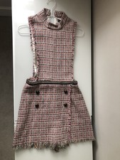 pink tweed pinafore dress