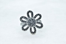 Black Sapphire Floral Design 925 Sterling Silver Women's Ring Anniversary Gift's