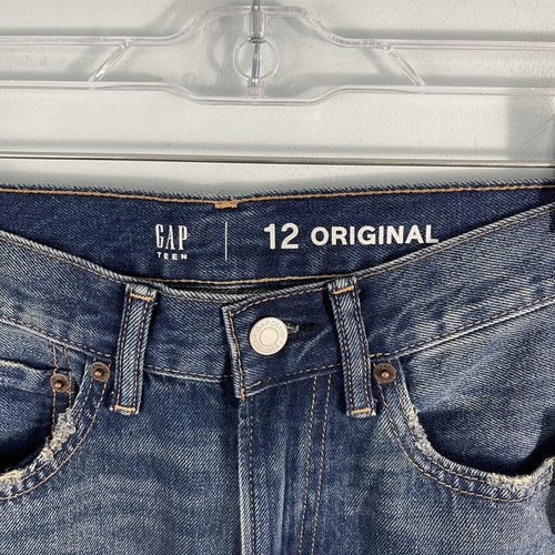NWT Gap Teen Boys Size 12 Original Fit Jeans Blue Straight Leg Distressed - Picture 11 of 13
