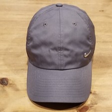 Nike Hat Cap Strap Back Gray Metal Swoosh Log...