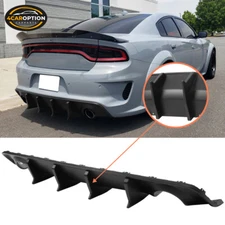 Fit 20-23 Charger Widebody IKON V3 Style Rear Diffuser Shark Fin 2PC Matte Black