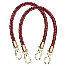 2Pcs 50cm/19.7" Braided Leather Purse Replacement Strap for Handbag, Black/Red