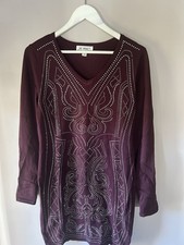 💫 NWOT Women’s Embellished Bordeaux  Over -Knee Sweater  Dress L