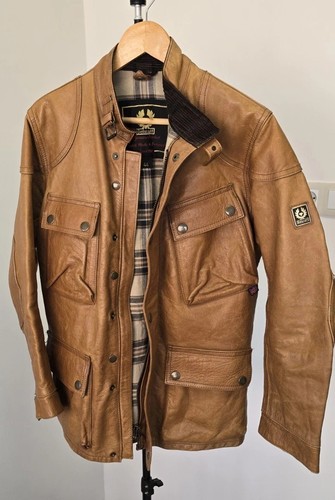 Veste Moto Belstaff Trialmaster En Daim - Taille XL, Couleur Beige, Ceinturée, Occasion Très Bon état