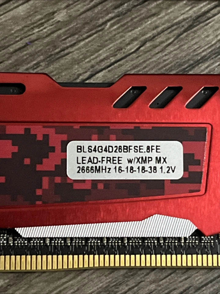 8GB Micron Ballistix Sport 4GBx2 DDR4-2666MHz PC4-21300 SD RAM BLS4G4D26BFSE.8FE - Image 2 of 3