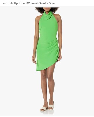 Amanda Uprichard 'Samba' Green Crepe Mockneck Dress Size S 
