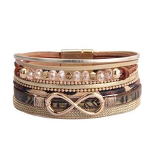 Boho Wrap Bracelets Layered Leather Cuff Bangle Infinity Bracelets for Women ...