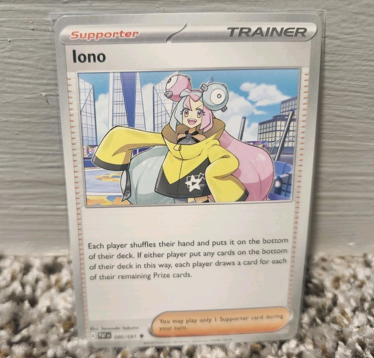 Iono Regular Uncommon Supporter 2024 Paldean Fates Pokemon TCG Card 080/091 NM