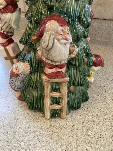Vintage 1989 FITZ & FLOYD Christmas Old World Santa Elves 1.5 QT Water Pitcher - Picture 5 of 15