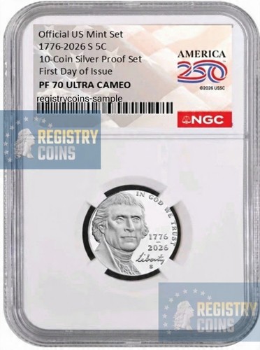 Presale 2026 S Jefferson Nickel 5C NGC PF70 Ultra Cameo First Day of Issue #2830