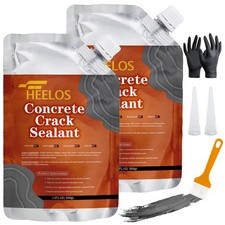 Concrete Crack Filler 2-Pack Grey, Self-Leveling Cement Sealant, High Elasticity