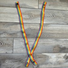 Vintage Rainbow Striped Elastic Suspenders Militaires Equipments Buttons