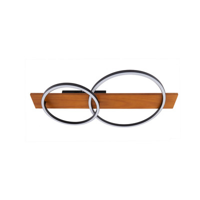 Lindby LED-Deckenlampe Galad Deckenlampe Deckenlicht schwarz Holz 2-flg. 75944