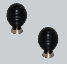 Black Beehive Door Knob Set with Satin Nickel Base