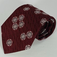 Vintage Alessandro De Milano Polyester Neck Tie Burgundy W/White Disks 4 1/8