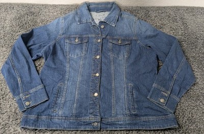 Yessica Denim Jacket Women's XXL Blue 4 Pockets Long Sleeve