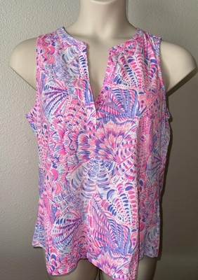 Lilly Pulitzer Dev Sleeveless Knit Top Raz Berry Size L NWT