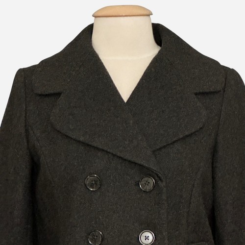 Banana Rebublic Womens Jacket PM Gray Wool Blend Peacoat Classic Dark Academia - Picture 2 of 13