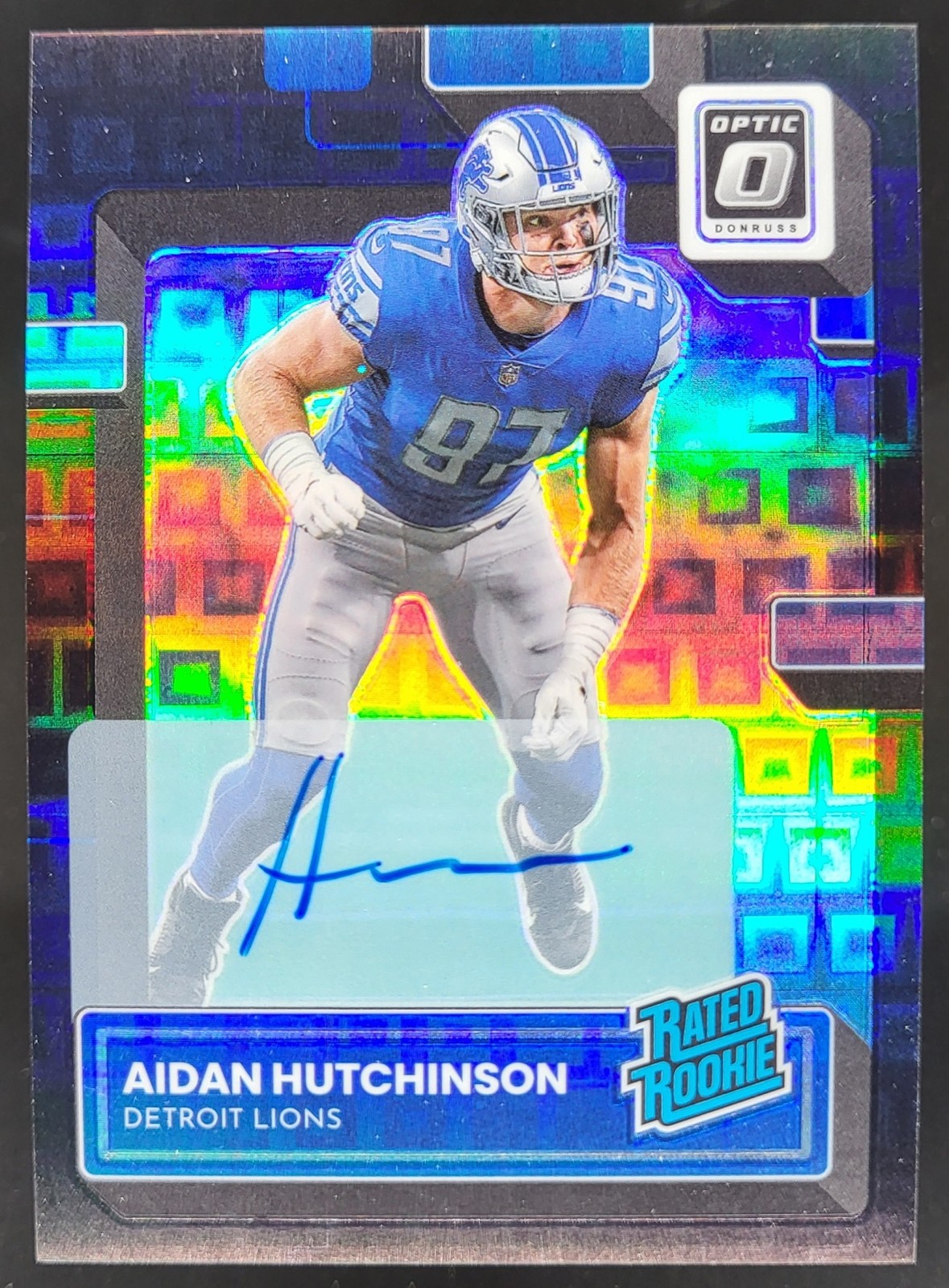 2022 Donruss Optic Aidan Hutchinson Rated Rookie Auto Black Pandora /25 RC DS
