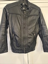 Boys LIYH Faux Leather Jacket Black Size T 9-10 Years With Tag Zip Up
