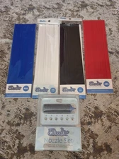 3D Doodler Nozzle Set & Holder w/ 3Doodler 100 ABS Strands Blue Red White Black