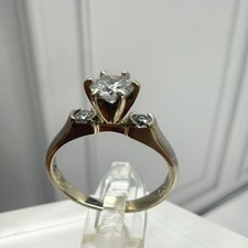 Love Story 14K White Gold Diamond Three Stone Engagement Ring 2.3g LC