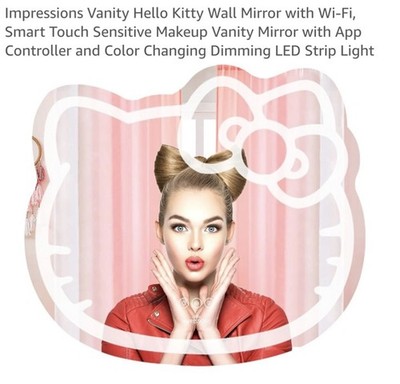 Originalverpackter Wandimpressionen Hello Kitty LED beleuchteter Spiegel, Farbwechsel Touch