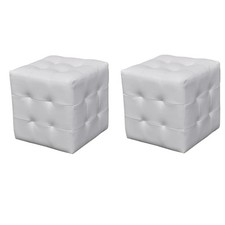 2x Pouf Cube Capitonné Noir Similicuir Salon Canapé Siège Repose-pied vidaXL