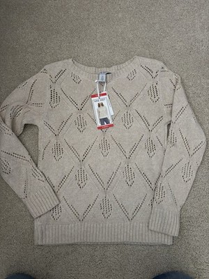 Women s Nine West tan boatneck pointelle sweater size XS. NWT.
