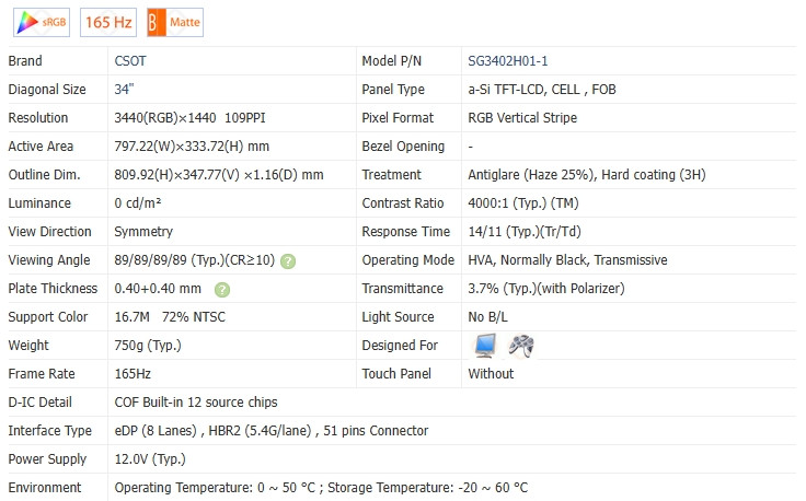 Acer 34" SCREEN QHD LCD Curved Gaming 3440×1440 144Hz EI342CKR SG3402H01-1 7