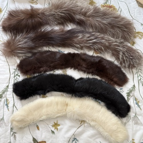 5 Vintage Genuine Fur Collars Stole Clip On Closure 18-24” Lengths